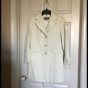 Ann Taylor Spring Button Down Coat Creamw/mint XS